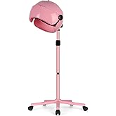 Professional Hooded Hair Dryer Pink,Stand Hair Dryer Bonnet with 3 Temperature Settings,Height Adjustable Sit Under Dryer on Wheels