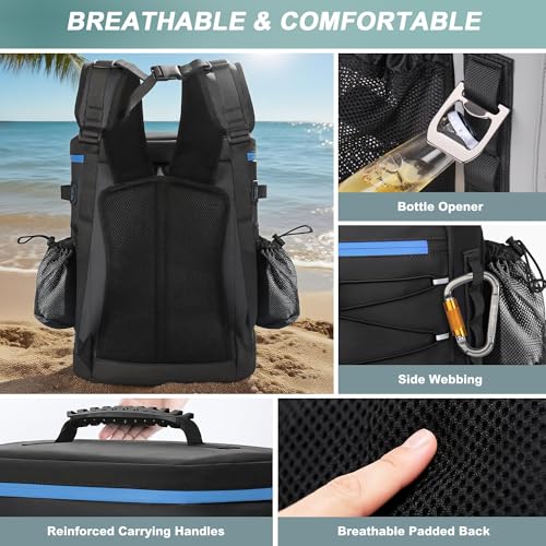 YOUNGOA Mochila Nevera Isotérmica, Mochila Termica Grande de 30 litros con Aislamiento Térmico y A Prueba de Fugas, Bolsa Picnic Impermeable para Hombre y Mujer