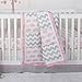 Pink Elephant and Grey Chevron Patchwork 3 Piece Crib Bedding Set - Peanut Shell