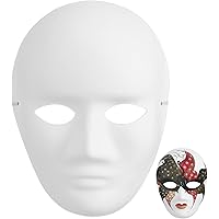 MAGICLULU 4 Pcs White DIY Full Face Masks DIY Unpainted Masquerade Mask Paper Mache Masks for Mardi Masquerade