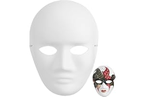 MAGICLULU 4 Pcs White DIY Full Face Masks DIY Unpainted Masquerade Mask Paper Mache Masks for Mardi Masquerade