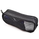 Case Star Nylon Slim Zipper Mesh Bag Case for Bluetooth, Wireless In-Car FM Transmitter, Adaptor, USB Charging, HDMI VGA Line In/Out Cable OTG Cord with Case Star Velvet Bag, Black