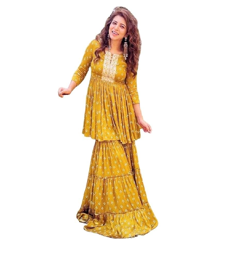 Buy SHARARA for Woman and Girls Yellow at Amazon.in