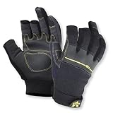 Valeo Industrial V235 Work Pro Open Finger Synthetic Leather Work Gloves for General Purpose, Framing, Electrical Work, Construction, Handyman, and DIY VI4848, Pair, Black, Small