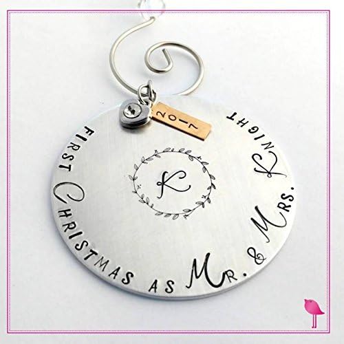Celebrate the First Year as Mr. & Mrs. Monogrammed 2017 Christmas Ornament