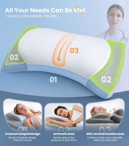 Gadole 8X Support Side Sleeping Pillow for Neck Pain Relief