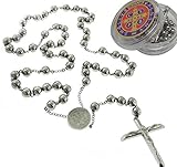 Catholic Rosary Beads Pray Necklace Stainless Steel Saint Benedict Medal-San Benito-28