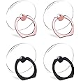 Cell Phone Ring Holder Stand Transparent Finger Grip Loop 360 Degree Rotation Finger Ring Stand (2 Rose Gold 2 Black (Round))