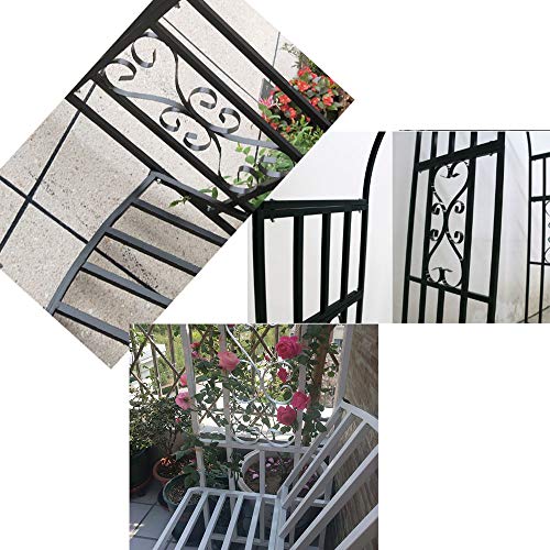 ZH-1 Einzigartige Garten Metallbank Kletterpflanze Rosenbogen, Rankhilfe Torbogen Rankgitter Laubengang, Stahl Sitzbank, Schwarz Weiß 114x206x50cm – Bild 8