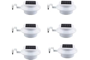 6Pcs Outdoor Solar Gutter Lights Smart LED Night Light for Yard Driveway Lawn Pathway (White)