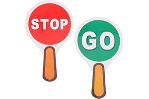 DOITOOL Double-Sided Handheld Stop Sign, Red STOP & Green GO, Water-Resistant Traffic Control Paddle, Portable Classroom Teac
