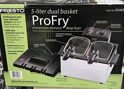 Click Here to See More Images Presto 5-Liter Dual Basket ProFry Plus Deep Fryer Stainless Steel