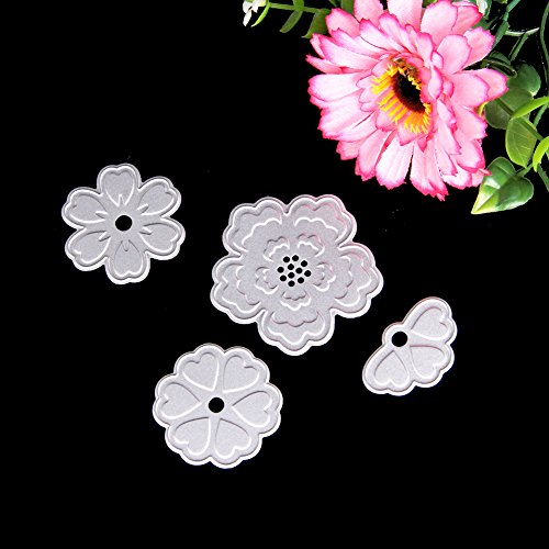 NNDA CO 4PCS Flower Metal Cutting Dies Stencils DIY Scrapbooking Album Paper Card Craft