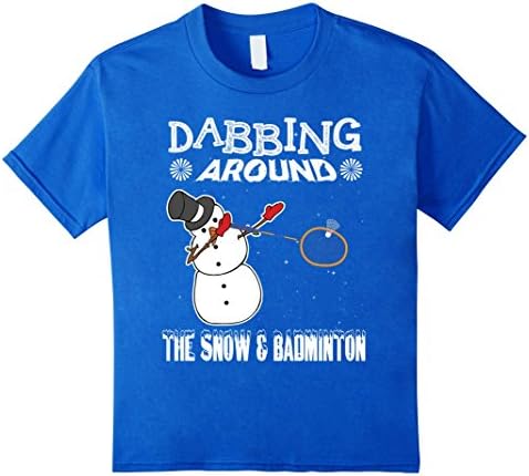 Kids Cute Snowman Dabbing Around The Snow And Badminton T-Shirt 8 Royal Blue