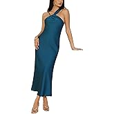 Lopath Summer Satin Halter Neck Midi Dresses for Women 2026 Formal Elegant Sleeveless Wedding Guest Dress