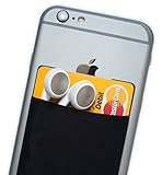 Atkolé Credit Card Holder Stick on Wallet (Black) | Discreet ID Holder - Lycra Spandex Card Sleeves for Smartphones, iPhone 6, Samsung Galaxy | Cell Phone Wallet Case with 3M Adhesive