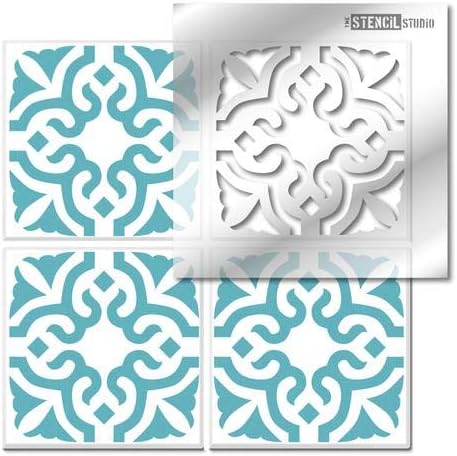 The Stencil StudioBagpath Tile Stencil - Floor wall stencil - just add paint. Ideal for tile and other interior décor makeovers. Fits standard tile sizes. Single Tile - Size 4 inch (10621-4)