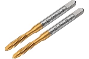 uxcell 2pcs 6-32 UNC B2 Spiral Point Thread Tap, Screw Tap Threading Tapping Tool, Titanium Coated 6542 High Speed Steel Mach