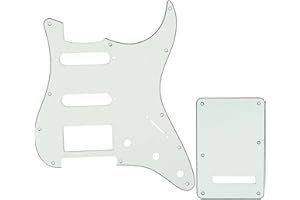 Musiclily HSS 11 Holes Strat Electric Guitar Pickguard and BackPlate Set for Fender US/Mexico Made Standard Stratocaster Modern Style Guitar Parts,3Ply Aged White