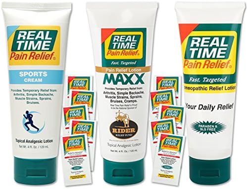 Real Time Pain Relief Stay Active Pack, Sports Cream, Daily Relief, MAXX Relief, 10 Pain Cream Travel Packs