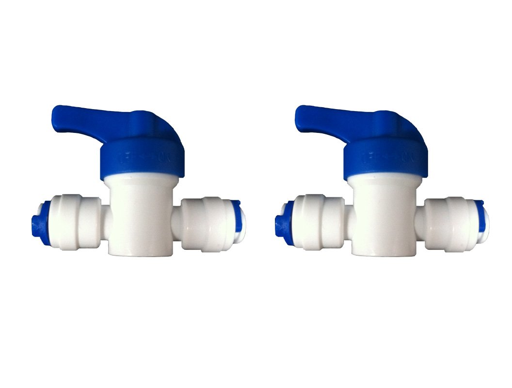 1/4" Inline TAP/Shut-Off Valve/Isolation Valve for 1/4" LLDPE Fridge Freezer/Reverse Osmosis Water Filter System Water Pipe TUBING (2 Pack)