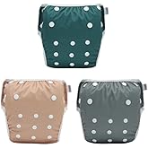 ALVABABY Large Cloth Swim Diaper 3pcs Baby/Toddler/Infant Snap Reusable Adjustable Swimming Diaper Baby Boy and Girl 3ZSWY72A