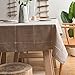 ColorBird Solid Embroidery Lattice Tablecloth Cotton Linen Dust-Proof Checkered Table Cover for Kitchen Dinning Tabletop Decoration (Rectangle/Oblong, 52 x 86 Inch, Linen)