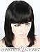 Chantiche New Style Short Bob Light Yaki Human Hair Wigs With Straight Bangs Natural Looking 100% Indian Remy Hair Glueless None Lace Replacement Wigs For Women 14 Inch #1B