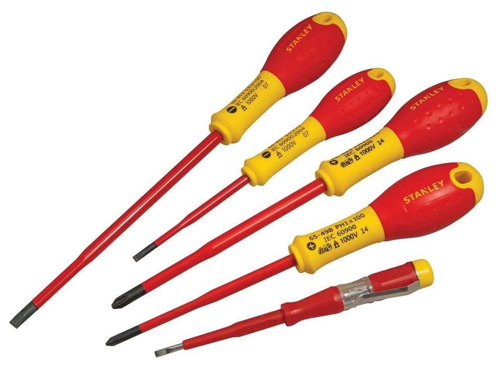 Stanley Tools STA062692 FatMax VDE Insulated Phillips and Parallel Screwdriver - Yellow/Black (Set of 5)