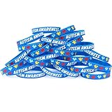 50 Autism Awareness Wristbands - Colorful Puzzle Pieces Silicone Bracelets