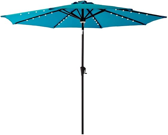 C Hopetree 9 Ft Outdoor Patio Market Umbrella With Solar Led Lights And Tilt Aqua Blue Amazon Ca Patio Lawn Garden