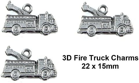 PlanetZia 5pcs 3D Fire Engine Charms For Jewelry Making ($1.93ea) TVT-FEC (Antique Silver)
