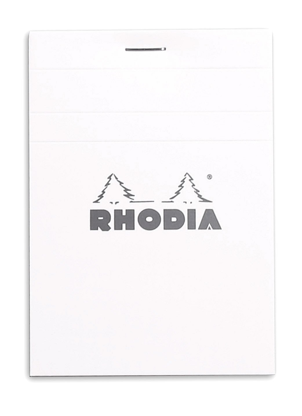 RHODIA 12601C - Stapled Notepad N°12 White - 8.5x12 cm - Ruled - 80 Detachable Sheets - Clairefontaine White Paper 80G - Soft, Resistant and Waterproof Coated Card Cover - Basics