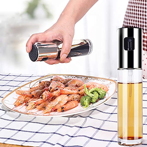 Cdycam Olive Oil Sprayer Misters Bottle, 100ml Food-grade Glass Oil Vinegar Soy Sauce Dispenser Pump Sprayer for BBQ, Grilling, Kitchen, Cooking, Salad, Bread Baking, Frying, Pack of 2 - Thumbnail 4