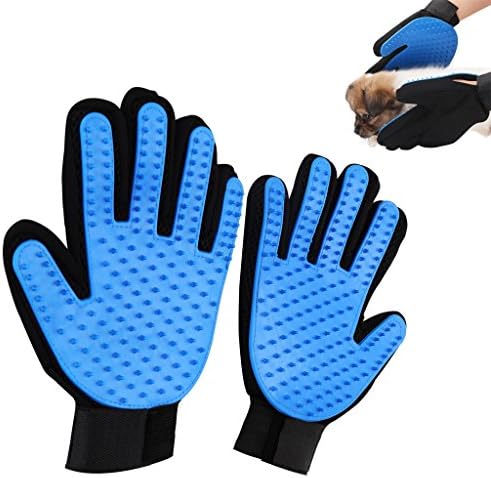 Vilcome Pet Grooming Glove - Pet Hair Remover Glove Gentle Deshedding Brush Glove - Efficient Pet Hair Remover Mitt - Massage Tool with Enhanced Five Finger Design - Perfect for Dogs &amp; Cats (1 Pair)