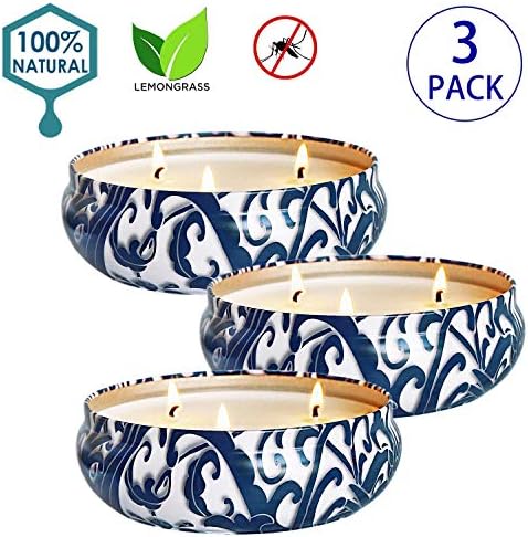 YIIA Citronella Candles Set 3, 13.5 oz Each Scented Candle Soy Wax, Outdoor and Indoor …