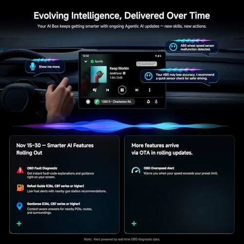 Magic AI Box Android Auto CarPlay, Wireless CarPlay Adapter, with Dual WiFi Stability, Bluetooth Lock, DriveChat Compatible with Youtube/Netflix (AD5)
