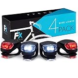Bike Lights Front and Back - Bike Lights Set 4 - Bright Bicycle Lights Front Rear Waterproof Silicone - Cycling Lights for Mountain Roads Night Cycling - Brighter than Helmet Lights - Not Rechargeable
