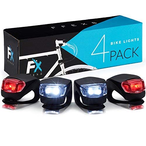 Bike Lights Front and Back - Bike Lights Set 4 - Bright Bicycle Lights Front Rear Waterproof Silicone - Cycling Lights for Mountain Roads Night Cycling - Brighter than Helmet Lights - Not Rechargeable