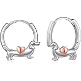Dachshund Hoop Earrings 925 Sterling Silver Dog Earrings Cute Animal Puppy Dog Jewelry for Women Dachshund Gifts for Women