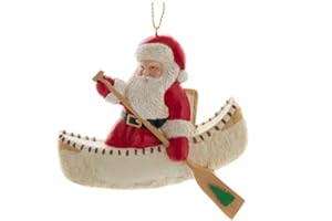 The Bridge Collection Santa Paddling Canoe Ornament – Rustic Lake Christmas Tree Gift for Outdoor and Adventure Fans – Santa 