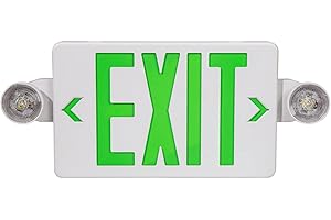 GZRUIYANG Exit Sign With Emergency Lights Green, LED Exit Light With Battery Backup, UL 924 Certified, AC 120/277V, Commercial Lights Combo for Business - 1 Pack