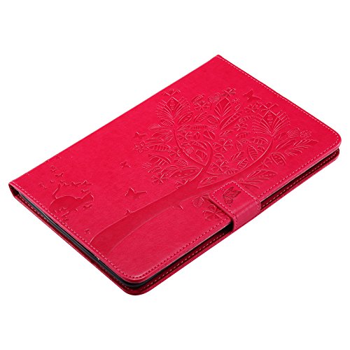 iPad Mini 2 Mini 3 Case, LittleMax(TM) Lightweight PU Leather Flip Stand Embossed Cat & Tree Case Smart Cover with Auto Wake/Sleep for Apple iPad Mini 3/2/1 [One Free Stylus Pen]-#2 Red - Thumbnail 4