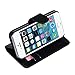 For Apple iPhone 5 5G 5S, Mchoice 1PC Retro Leather Wallet Flip Cover Case for Apple iPhone 5 5G 5S (Black)