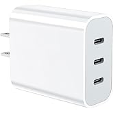 USB C Charger Block, 35W 3-Port USB C Charger iPhone Fast Charging Block with PD 3.0 Power Delivery, Compatible with iPhone 17/17 Pro Max/ 16/16 Pro/15/14/13/12/11, Galaxy, Pixel and More