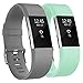 Vancle Fitbit Charge 2 Bands, Classic Edition Adjustable Comfortable Replacement Strap for Fit bit Charge 2 (No Tracker) (2PCS(Gray+Teal), Small)