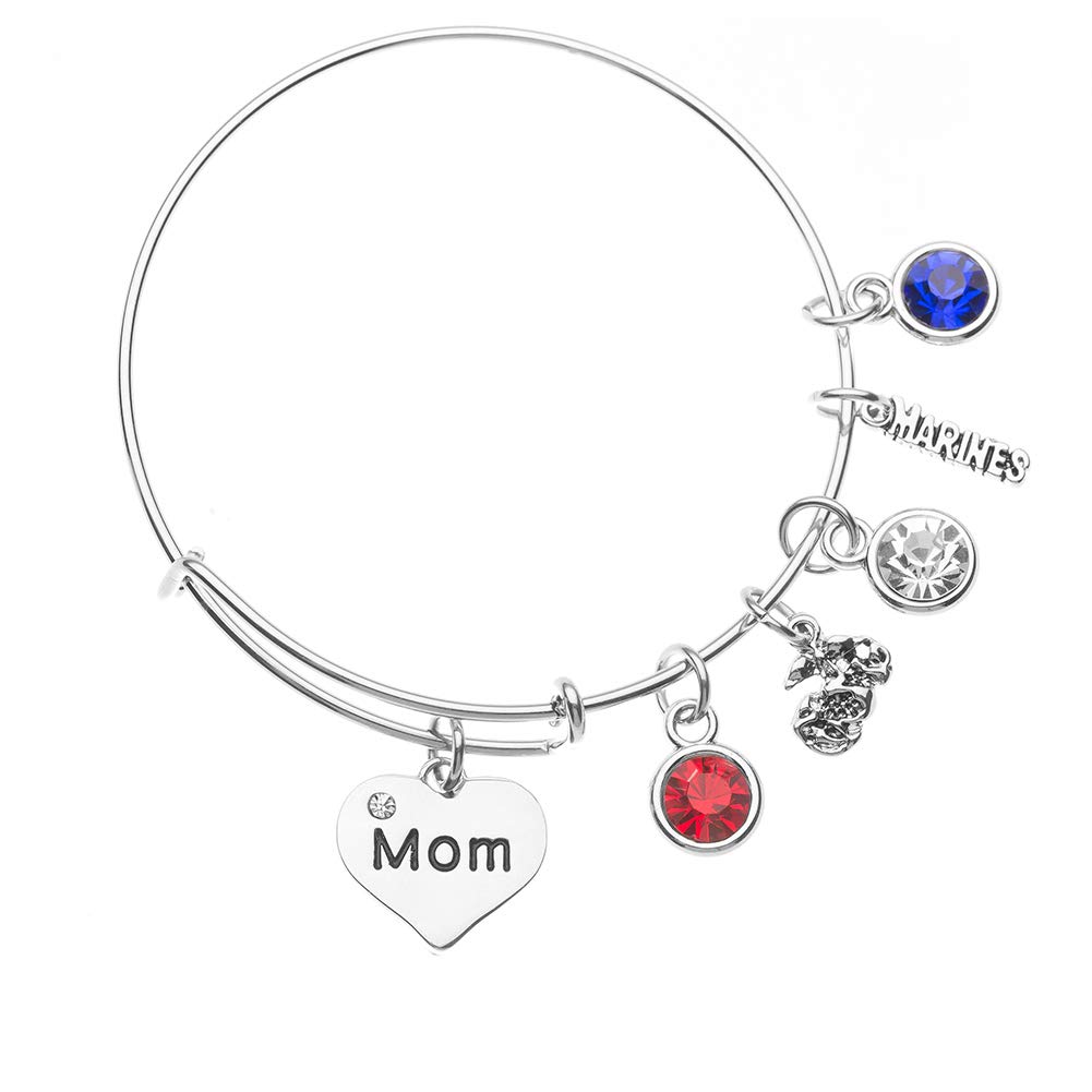 Infinity Collection US Marine Corps Mom Bangle Bracelet Proud Marine Mom Charm Bracelet Makes Perfect Mom Gifts