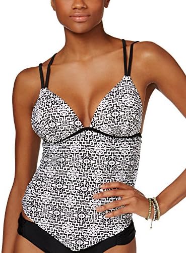 Juniors Women's Strappy Printed Push-up Tankini Top