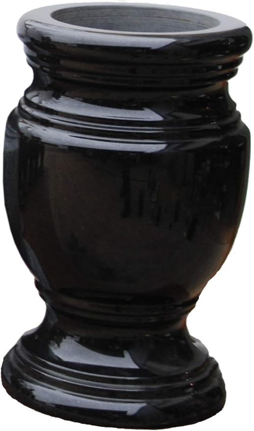 Amazon Com Black Granite Round Headstone Cemetery Vase 5 X 9 High Kitchen Dining