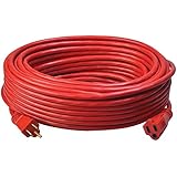 Coleman Cable 02409 14/3 SJTW Vinyl Outdoor Extension Cord, 100-Foot, Red